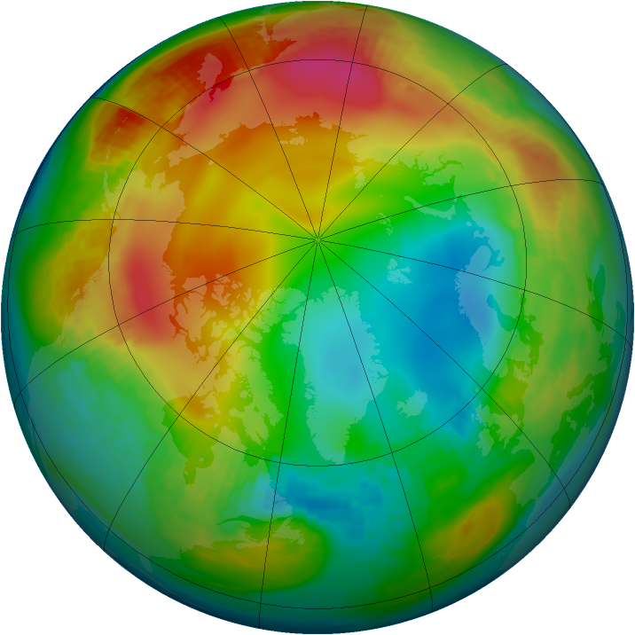Arctic ozone map for 12 January 1987